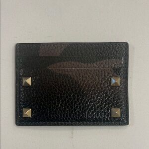 Valentino Garavani Black and Gold Key Card Holder